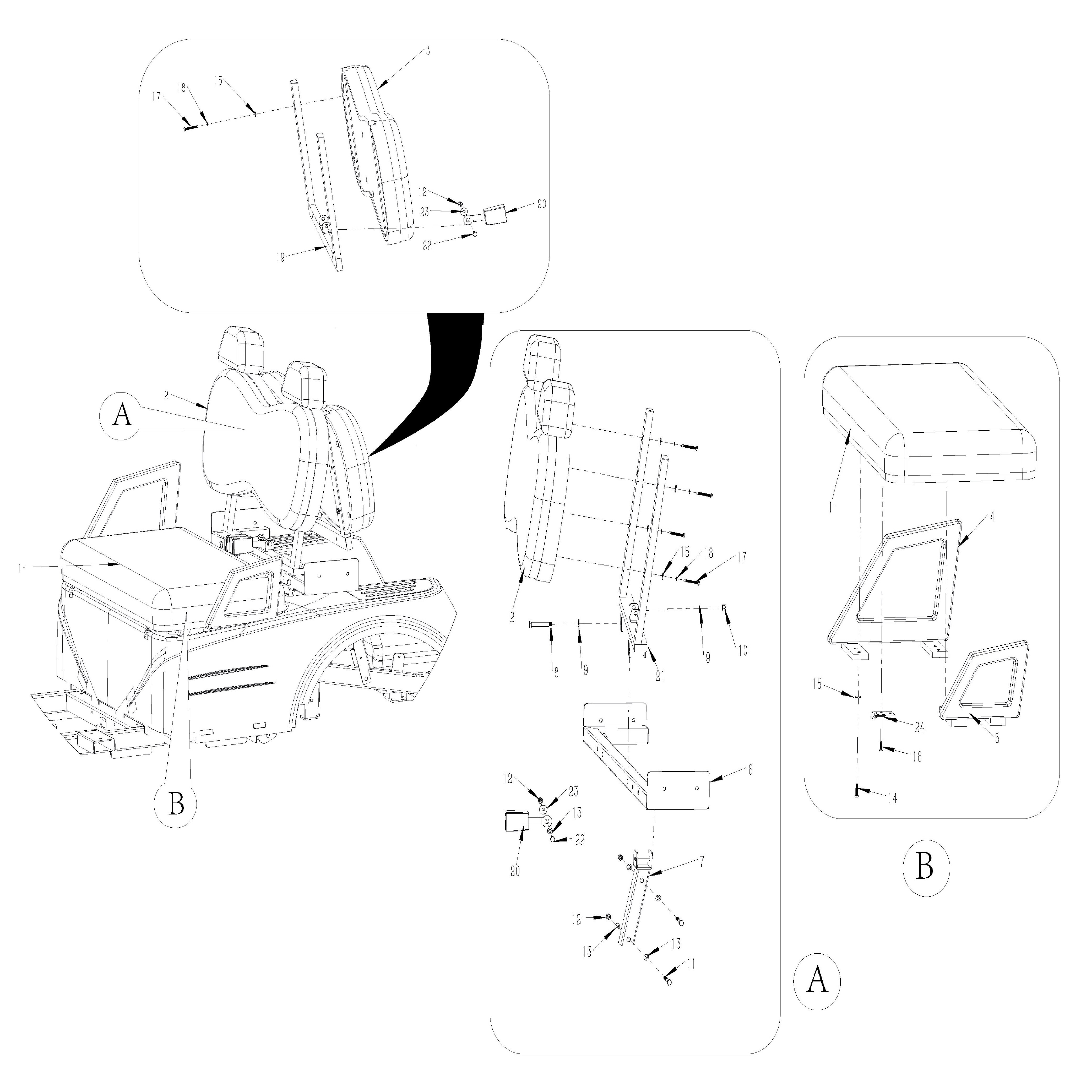GMF2X Golf Cart Part Front Seating Assembly